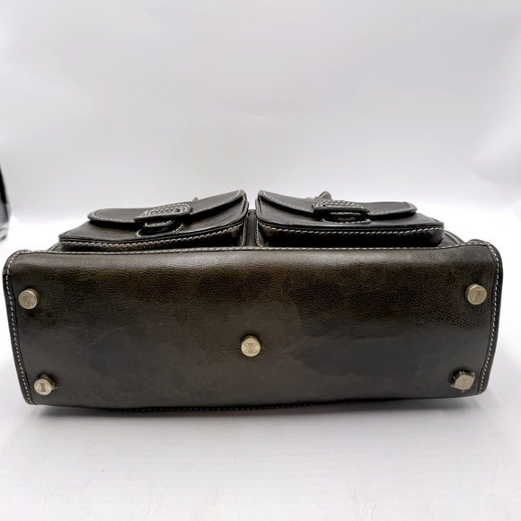 Auth Celine Vintage Olive Green Polished Leather Tote Bag Purse Handbag Preloved - Picture 7 of 16